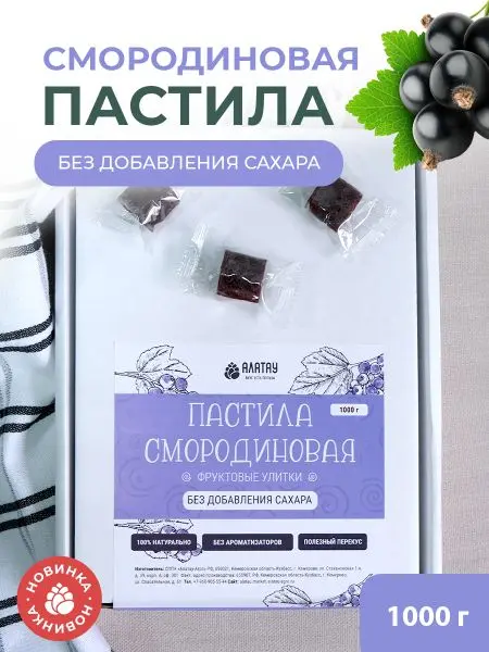 Пастила без сахара фруктовая натуральная смородиновая 1 кг, улитки