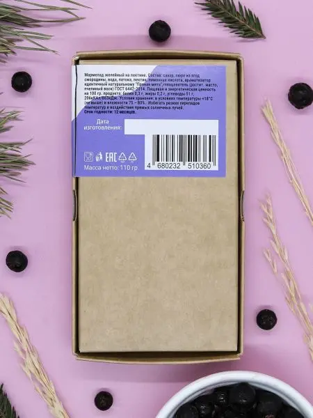 Мармелад ягодный Мятная смородина в крафтовой коробке, 110г