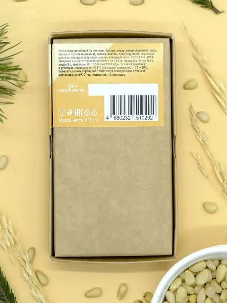 Мармелад сосновый с кедровыми орешками, 110 г